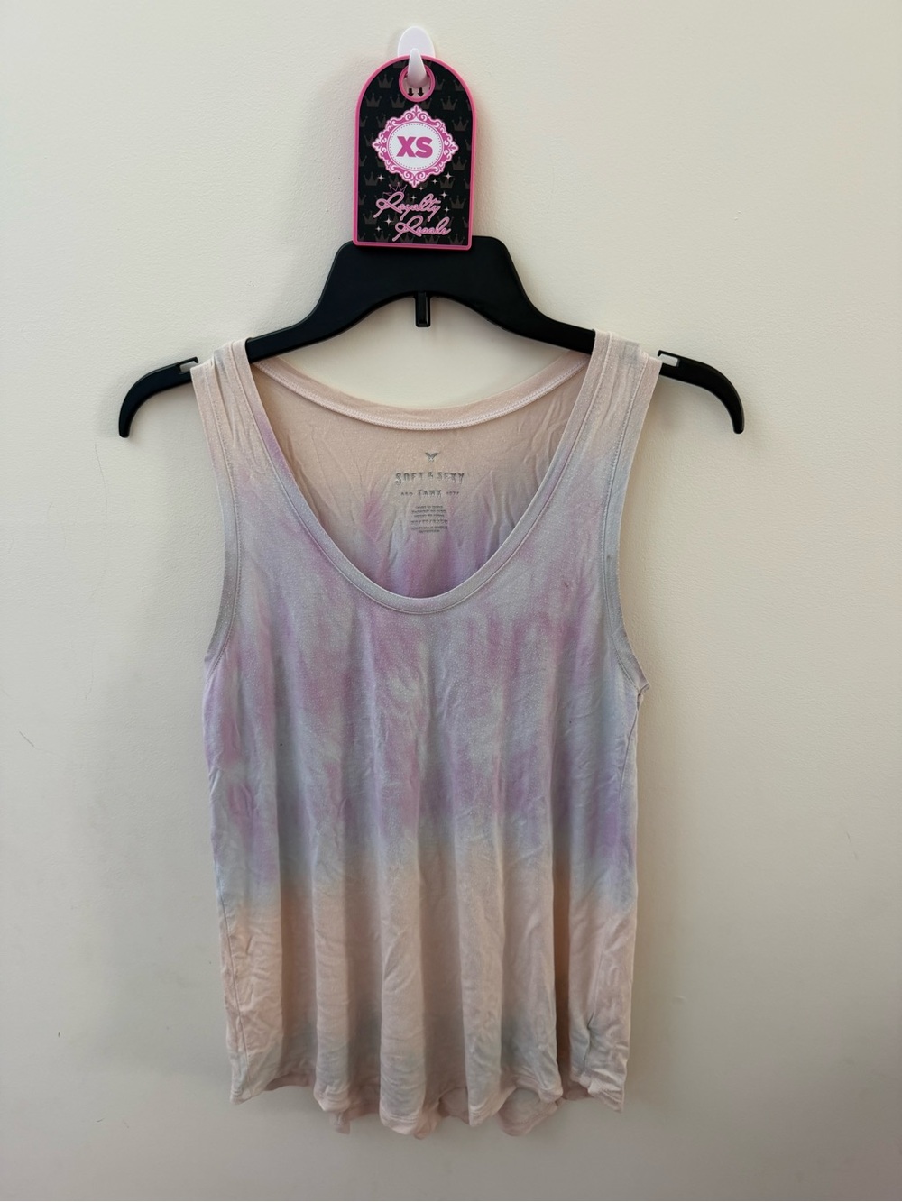 American Eagle Outfitters Pastel Tie-Dye Tank Top in Pink and Cream